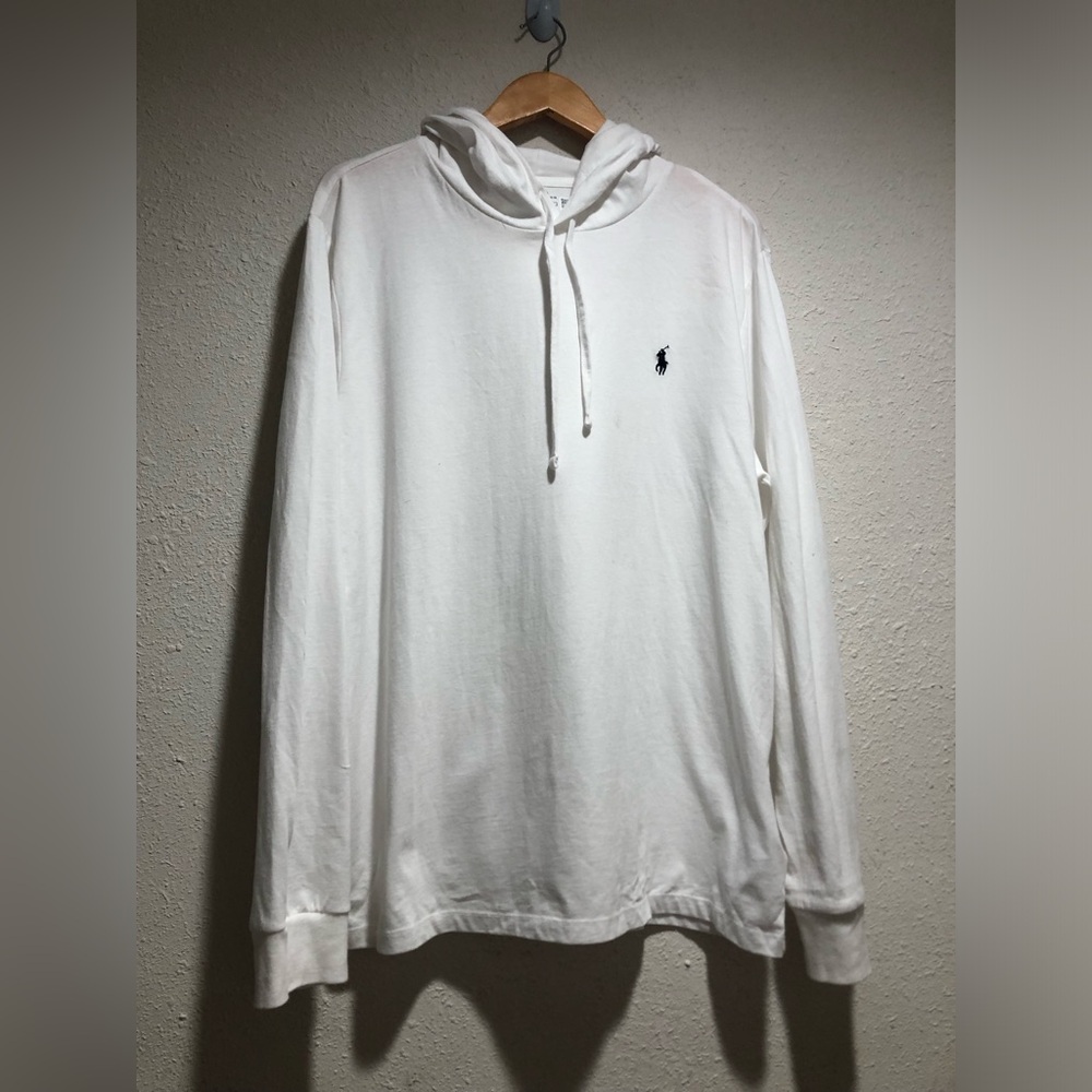 Polo by Ralph Lauren White Hooded Long-Sleeve Tee with Navy Pony
